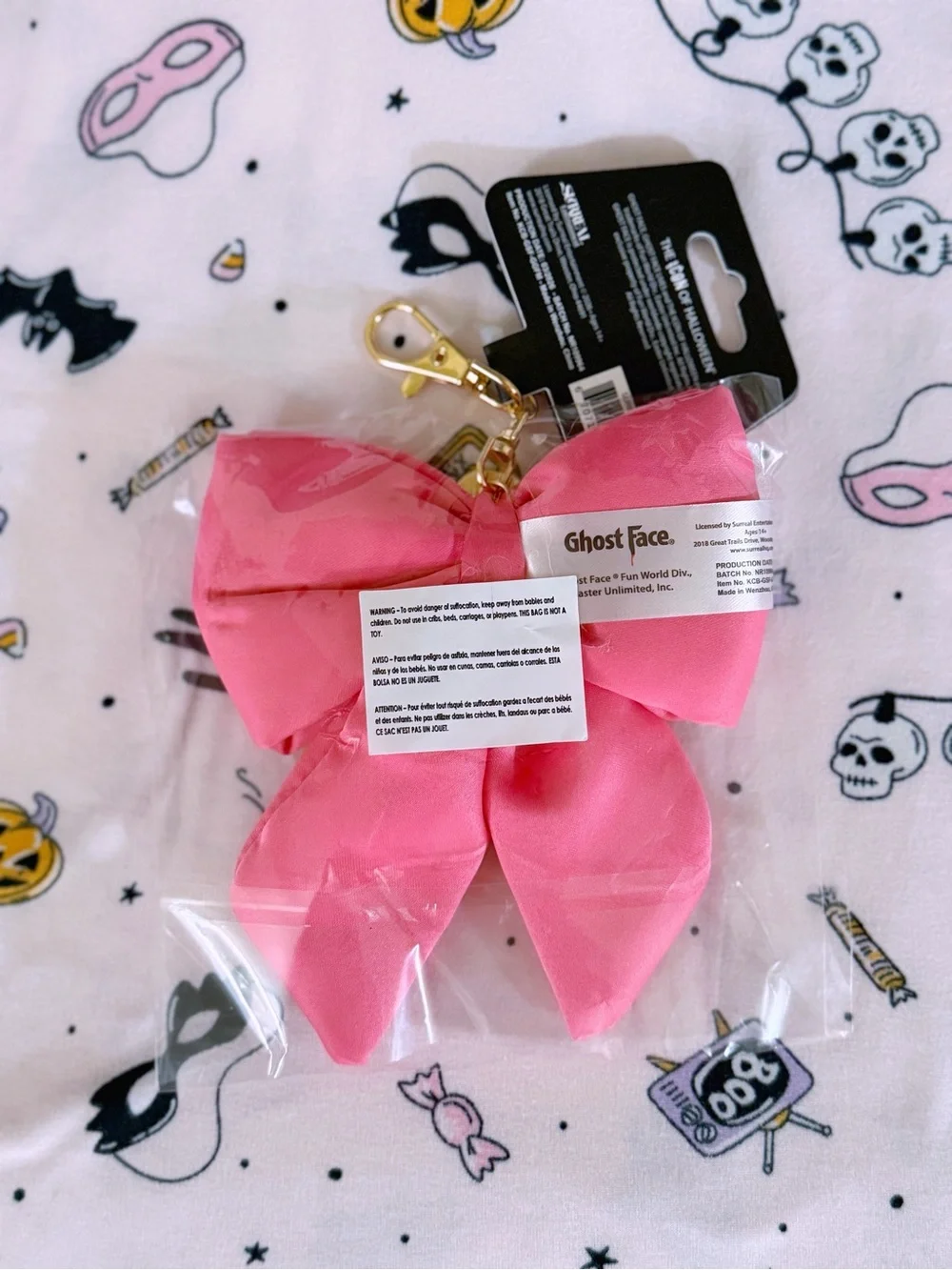 New Ghostface Pink Bow Keychain Charm